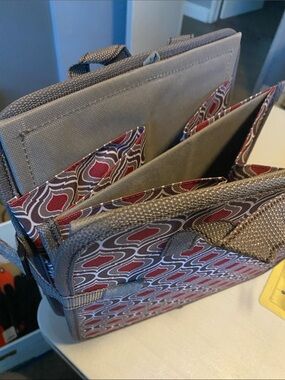 Gray and Red Patterned Portable Organizer Tote - Unbranded